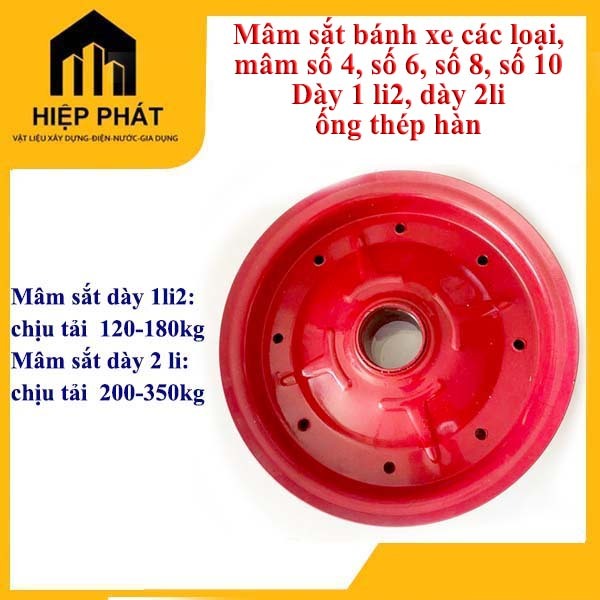 Mâm Sắt Bánh Xe Rùa, xe đẩy Số 4 / 6 / 8 / 10 – Dày 1.2mm & 2mm, ống thép hàn – Sắt Cứng Chịu Lực Ca