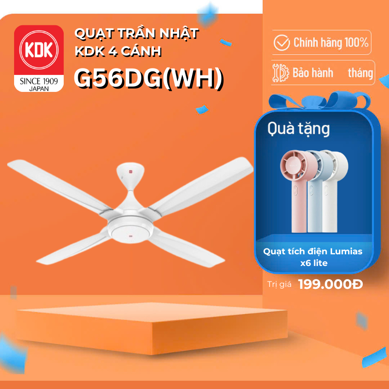 Quạt Trần Nhật KDK G56DG(WH) - Bảo Hành Chính Hãng 2 Năm KDK