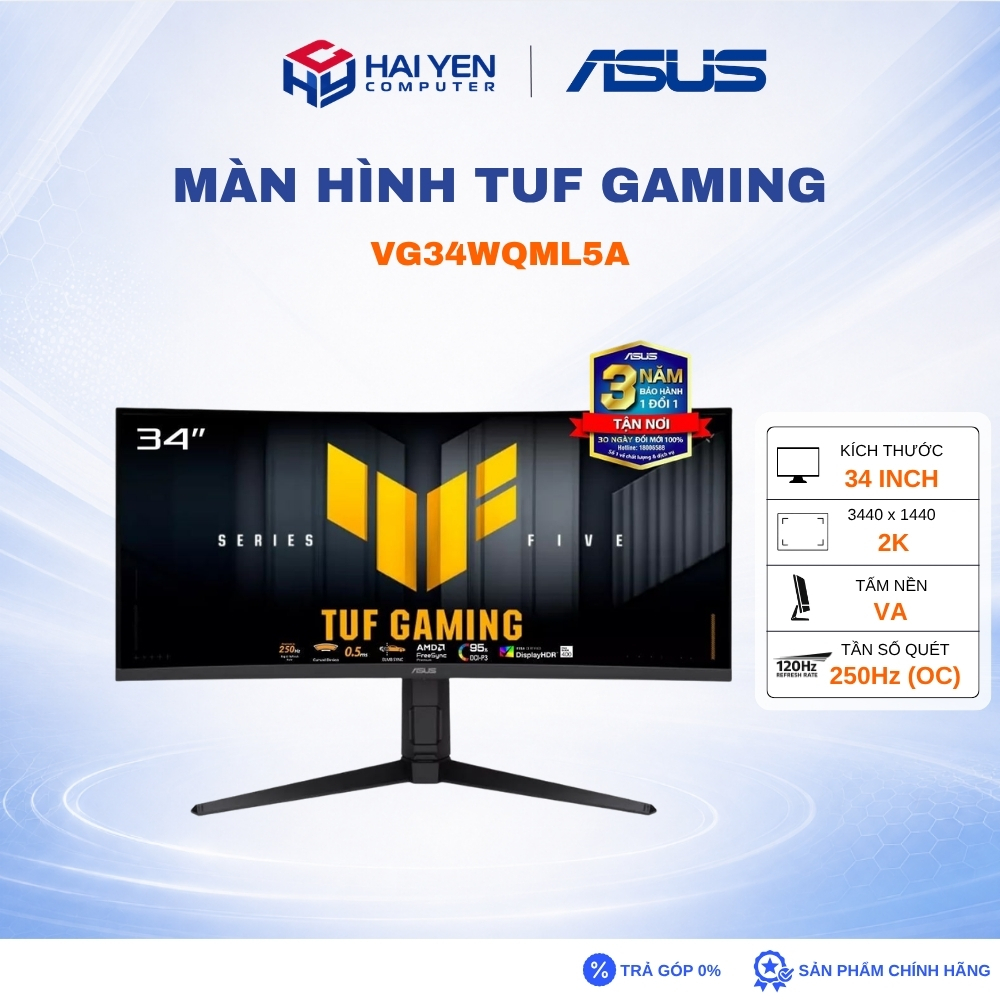 Màn hình Gaming ASUS TUF VG34WQML5A (34 inch - VA - WQHD - 0.5ms - 250Hz - Cong - Speaker)