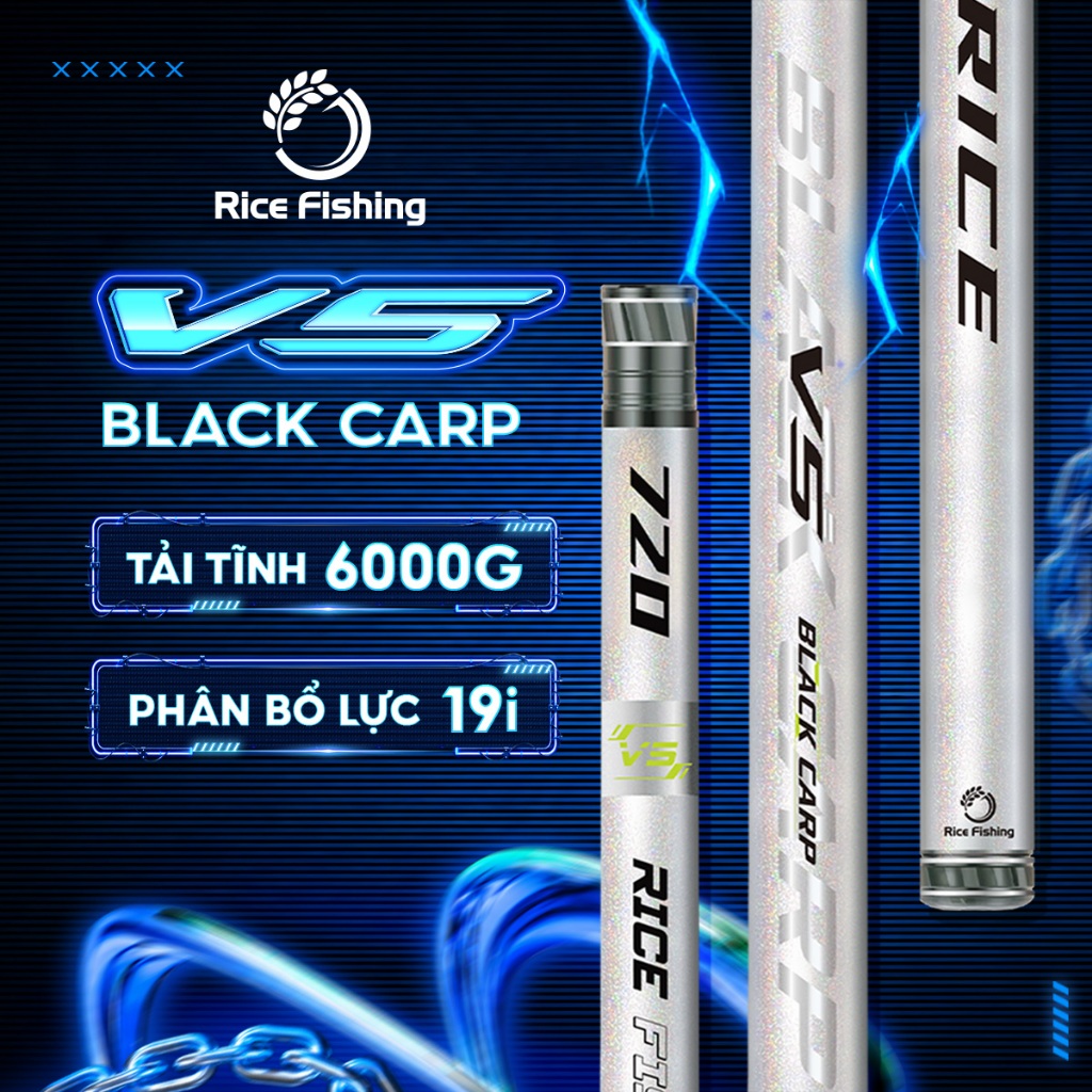 Cần câu đài săn hàng V5 BLACK CARP RICE FISHING carbon 30T+40T CC-38