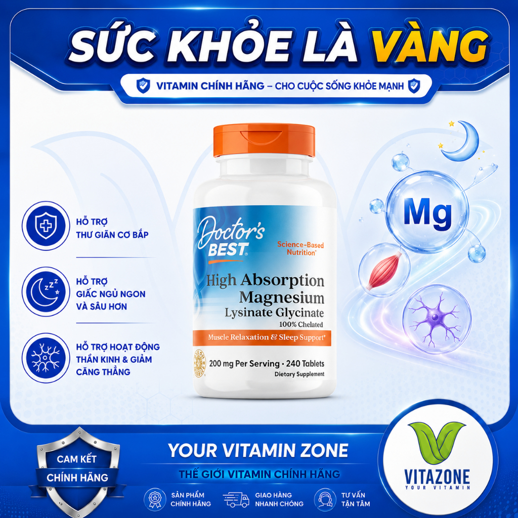 Doctor's Best Magnesium Glycinate Lysinate – 200mg Magie