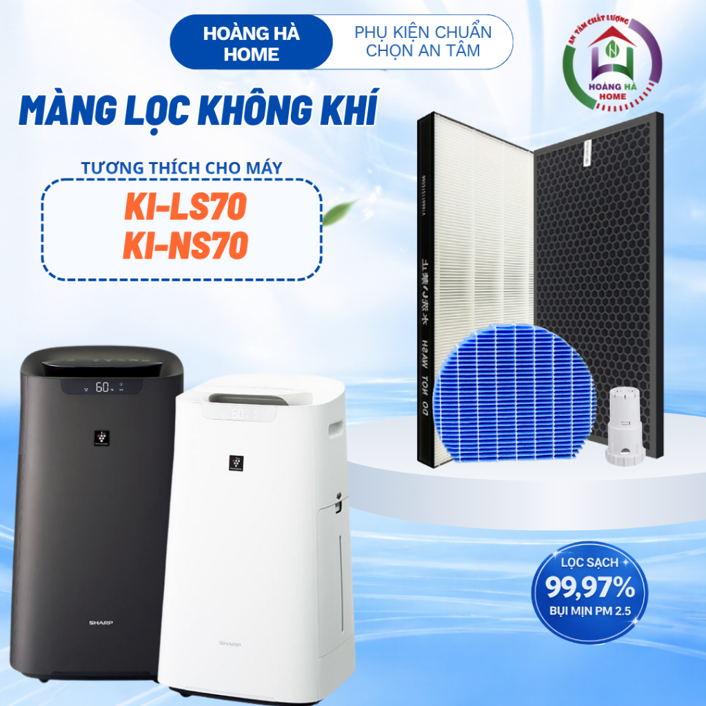 Màng lọc không khí tương thích với máy sharp KI-LS70, KI-NS70 - Màng hepa than hoạt tính tạo ẩm, lọc