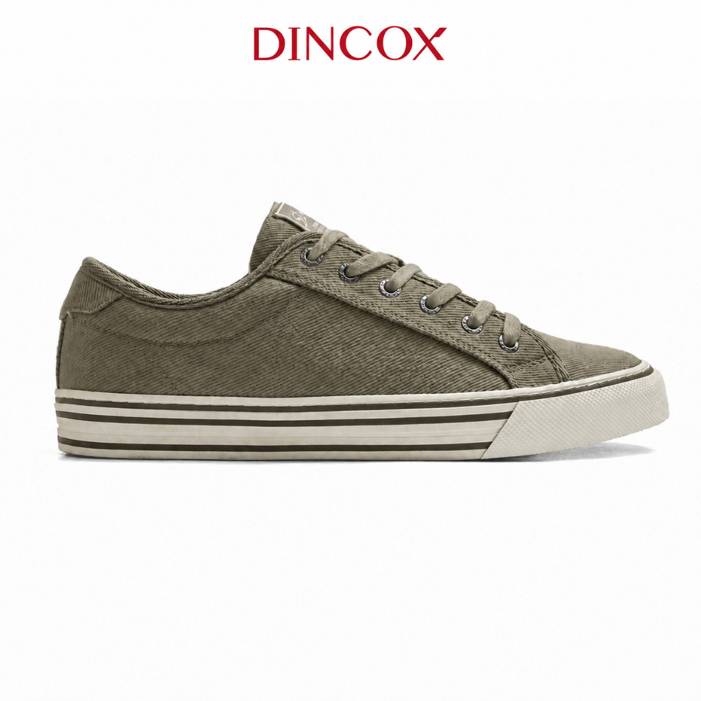 Giày Sneaker Nam Cổ Thấp Canvas DINCOX E12 MOSS LINE - Giày Vải Unisex Thời Trang Basic