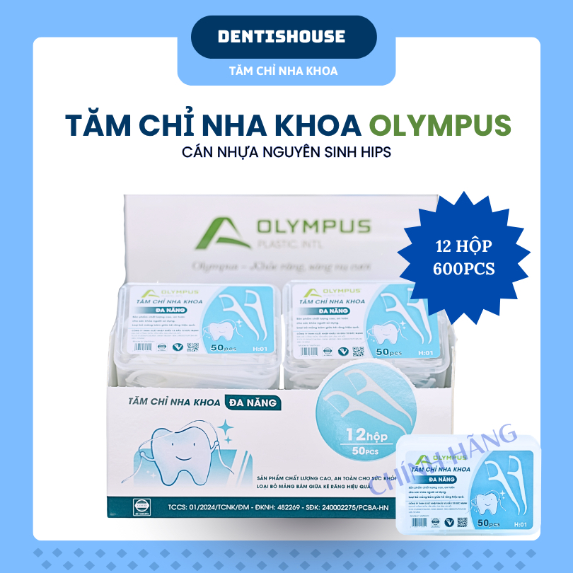 [CHÍNH HÃNG] Tăm chỉ nha khoa OLYMPUS 12 hộp 600PCS -Tăm chỉ nha khoa vệ sinh răng miệng chất lượng 