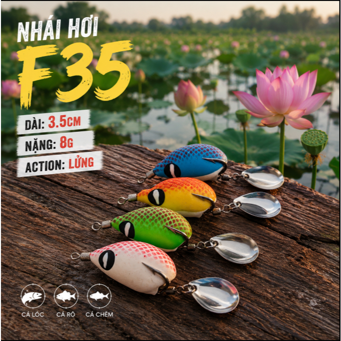 Nhái hơi (CHÌ ĐÚC) F35 lưỡi Gamakatsu 8-12g