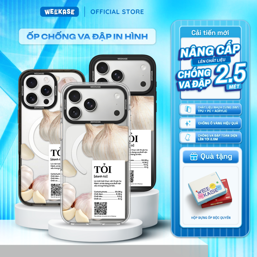 Ốp Lưng Cứng iPhone Chống Sốc Chống Va Đập Weekase In Hình Củ Tỏi May Mắn - Màu In Cực