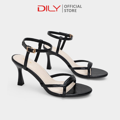 Sandal cao gót DILY quai mảnh tôn chân, da vân sang trọng cao 7cm DL0650