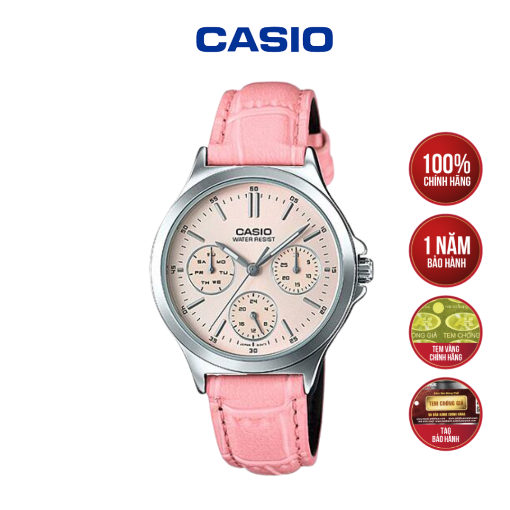 Đồng hồ nữ Casio LTP-V300L-4AUDF dây da hồng pastel