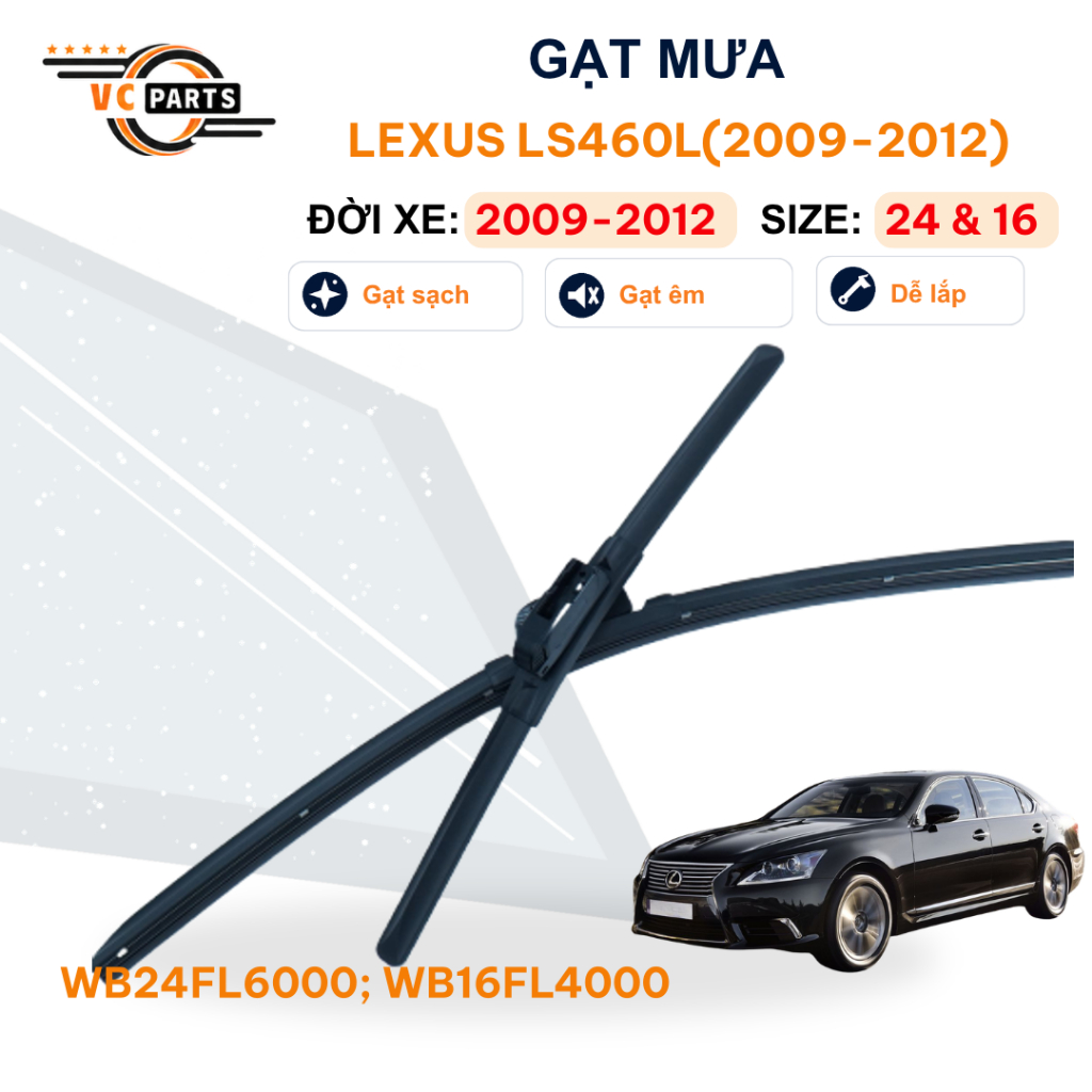 Gạt Mưa Thân Mềm Schaeffler Kích Thước 24 & 16 Cho Lexus LS460L 2009-2012
