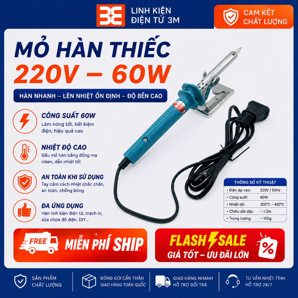 Mỏ hàn thiếc, Tay Hàn Nhiệt Soldering Iron Công Suất 220v 60w, Máy Hàn Thiếc Cầm Tay Mini