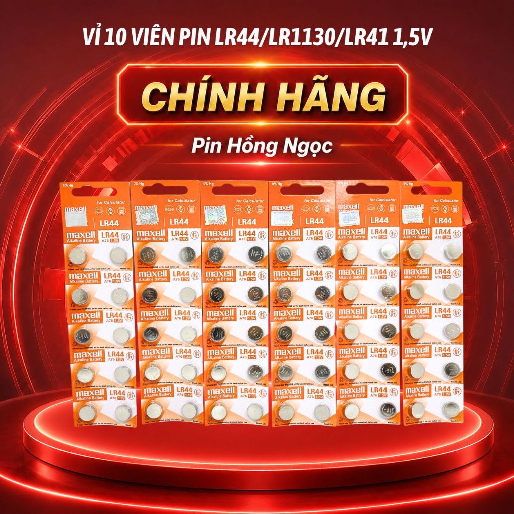Vỉ 10 Viên Pin LR41 / LR44 / LR1130 1,5V Maxell chính hãng