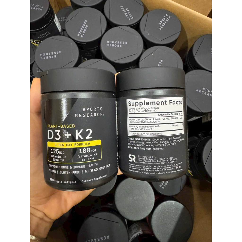 💁🏻‍♂️💁🏻‍♀️ Viên uống bổ sung vitamin D3 & K2 thuần chay Sport Research Plant - Based D3 & K2 160 viê