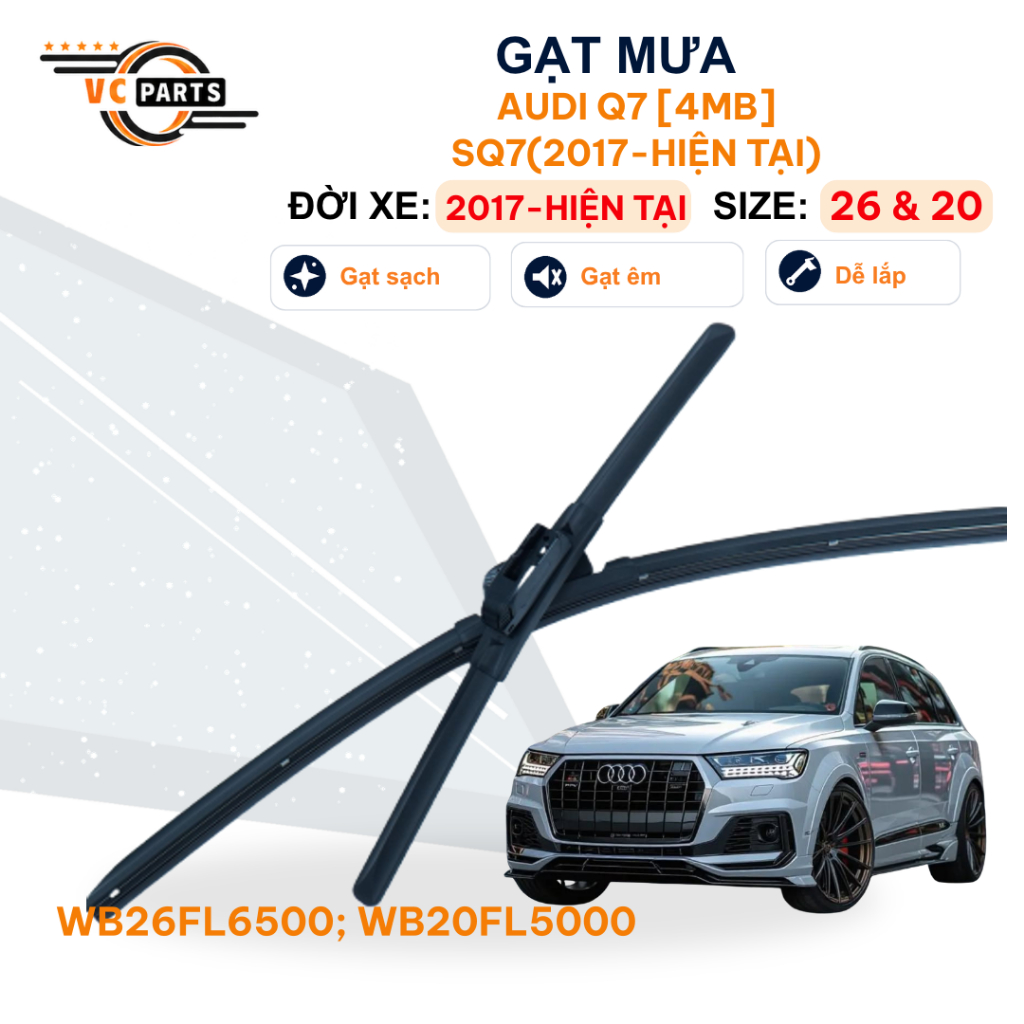 Gạt Mưa Thân Mềm Schaeffler Kích Thước 26 & 20 Cho Audi Q7 SQ7 2017-Hiện Tại