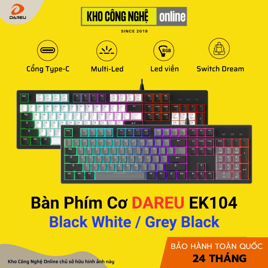 Bàn Phím Cơ Dareu EK104 - Có led sườn (Hàng Chính Hãng)