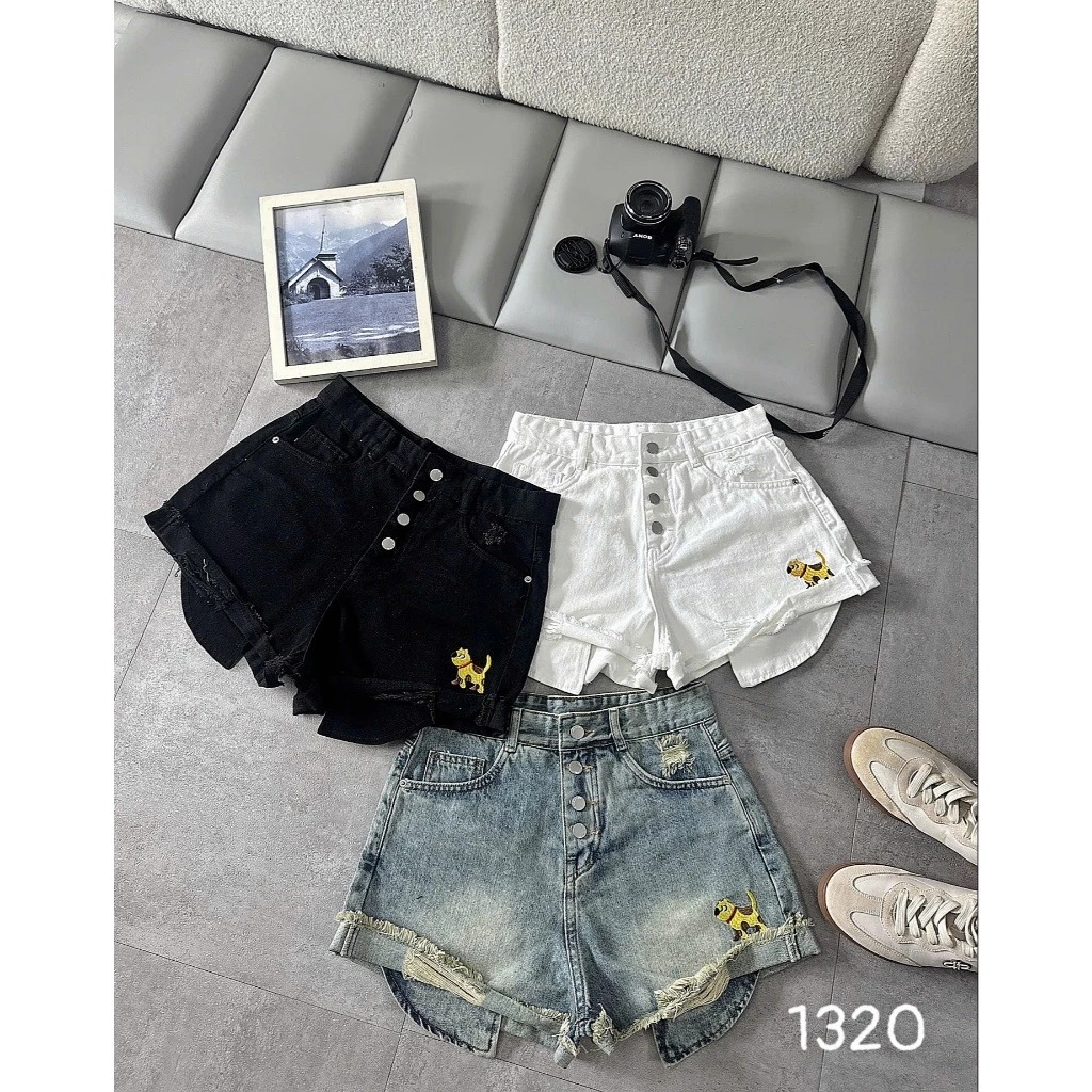 [VC 12% SP MỚI] Quần Short Jean Nữ Bigsize QC1320 Rách 4 Nút Túi Mini Thêu Cún Mặc Đi Biển 2KJEANS | BigBuy360 - bigbuy360.vn
