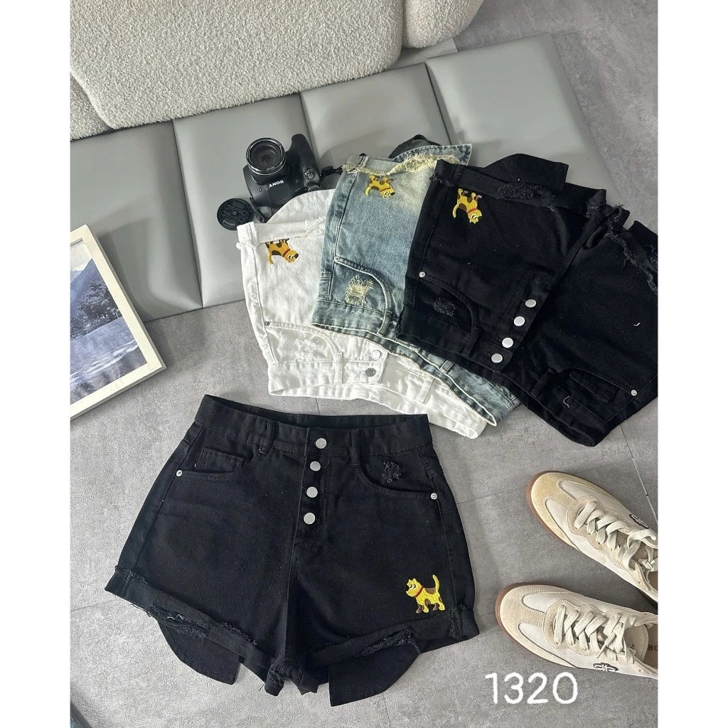 [VC 12% SP MỚI] Quần Short Jean Nữ Bigsize QC1320 Rách 4 Nút Túi Mini Thêu Cún Mặc Đi Biển 2KJEANS | BigBuy360 - bigbuy360.vn