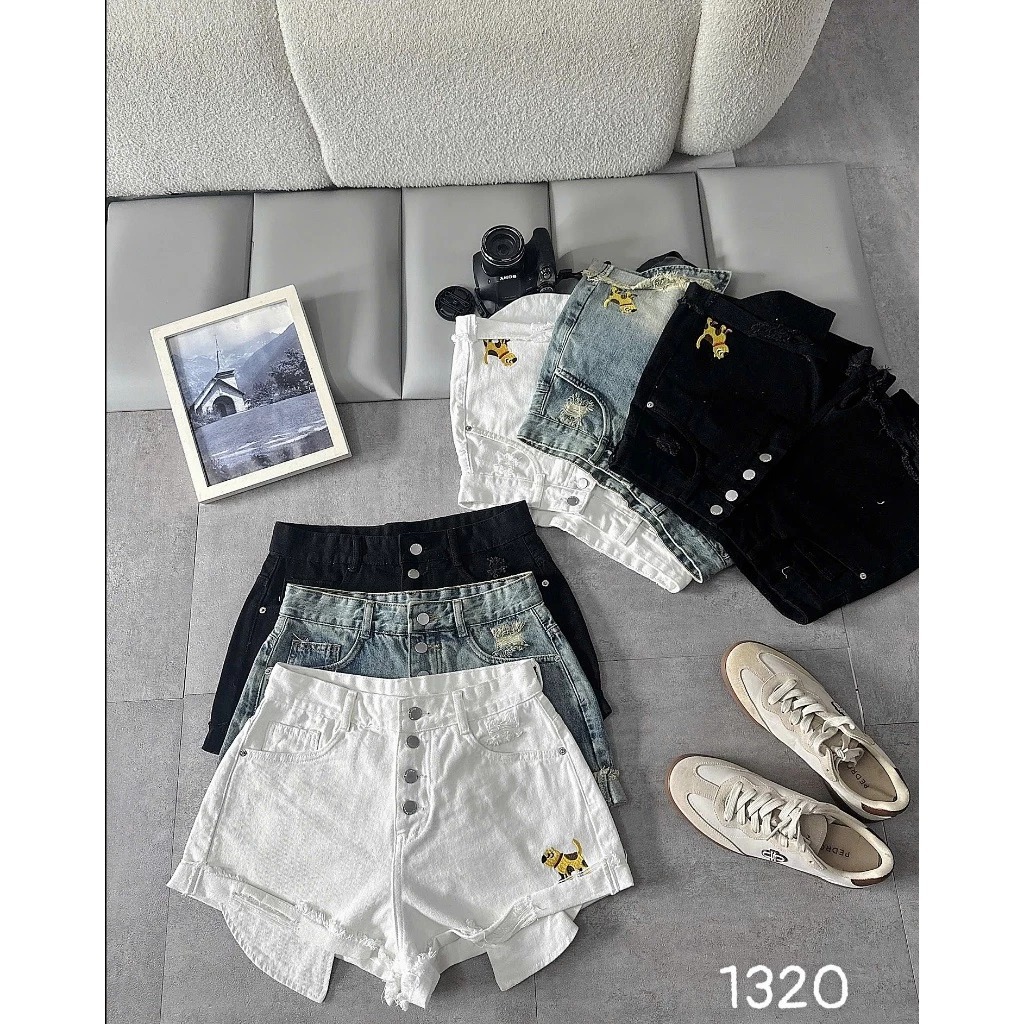 [VC 12% SP MỚI] Quần Short Jean Nữ Bigsize QC1320 Rách 4 Nút Túi Mini Thêu Cún Mặc Đi Biển 2KJEANS | BigBuy360 - bigbuy360.vn