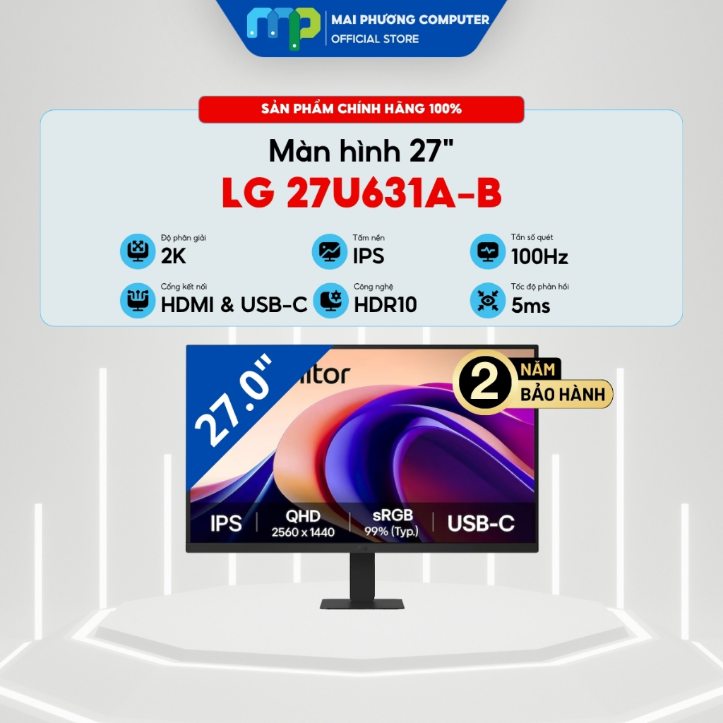 Màn hình 2K LG 27U631A-B - 27inch - IPS - 100HZ - 5ms - DisplayHDR 10 - Bảo hành 24 tháng