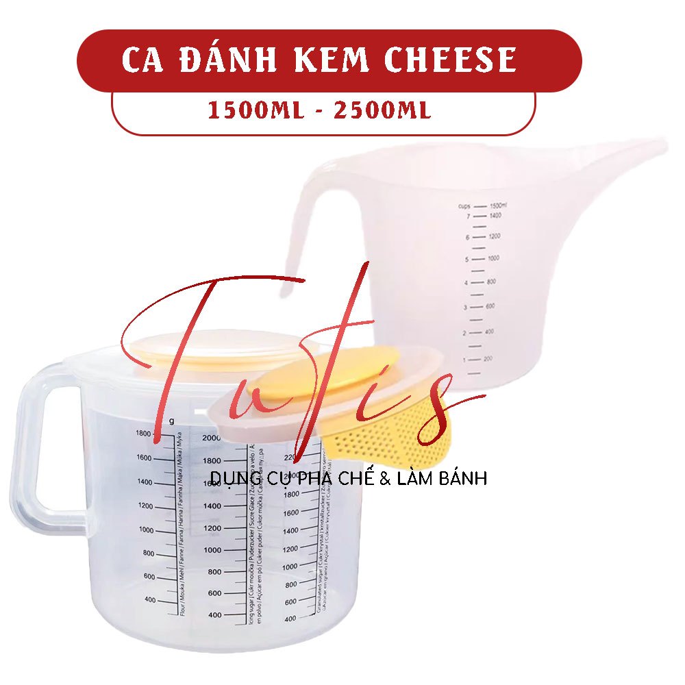 Ca đánh kem chế, đánh trứng 1L5 2L5- Ca nhựa đánh kem có nắp chia vạch