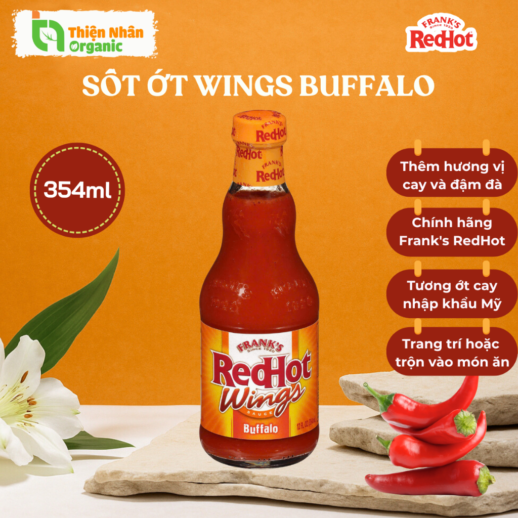 Sốt Ớt Frank's RedHot Wings Buffalo Hot Sauce 354ml Tương Ớt Cay Nhập Khẩu Mỹ