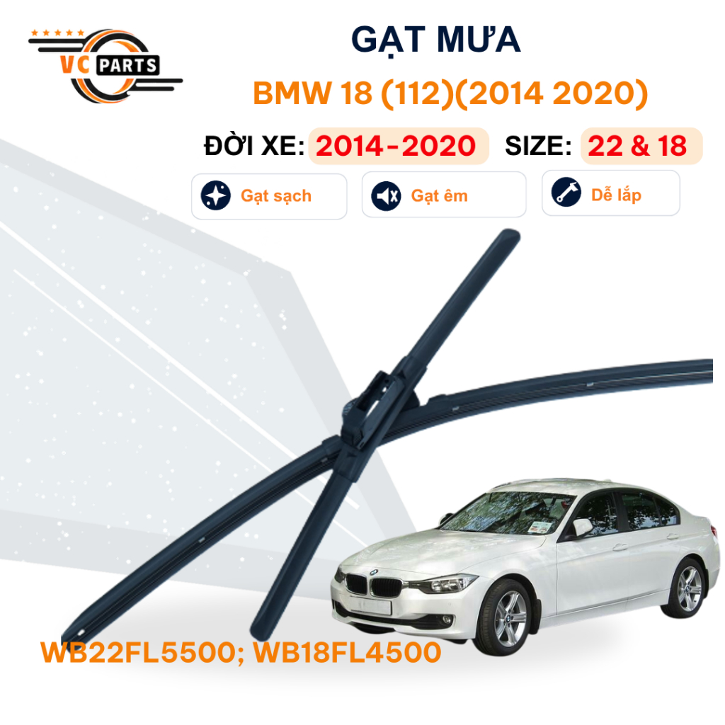 Gạt Mưa Thân Mềm SCHAEFFLER Kích Thước 22 & 18 Cho BMW 18 (112) 2014-2020