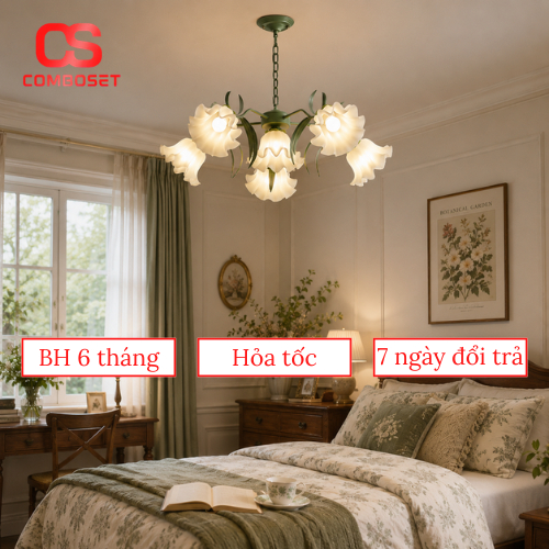 Đèn Chùm Hoa Loa Kèn Trang Trí Nhà Cửa Phong Cách Vintage Lãng Mạn 5649