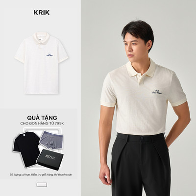 Áo Polo Nam KRIK Form Regular Thiết Kế Melange Thêu Ngực Hiện Đại Thanh Lịch PL2303