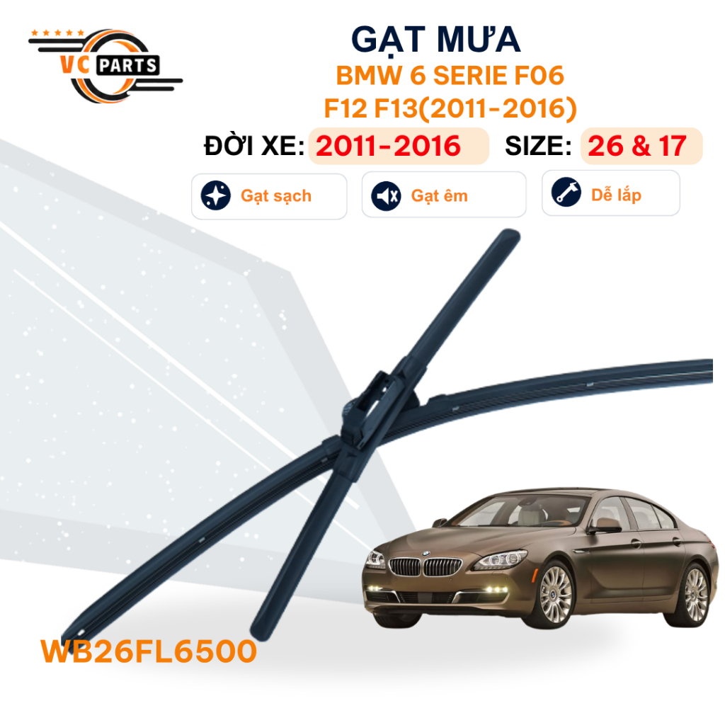 Gạt Mưa Thân Mềm SCHAEFFLER Kích Thước 26 & 17 Cho BMW 6 SERIE F06 F12 F13 2011-2016