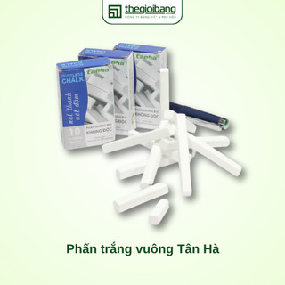 Phấn trắng vuông Tân Hà - Hộp 10 thanh dành cho bảng từ xanh