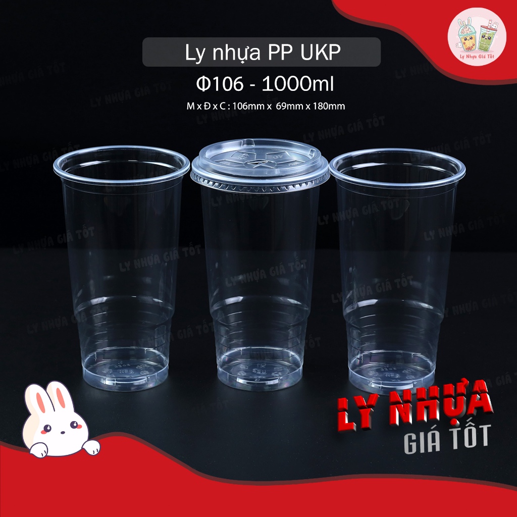 [Giá sỉ] Thùng/500 cái Ly Nhựa UKP PP 2 Tầng 1000ml , Ly UKP Cao Cấp. Ly đựng Trà Tắc,