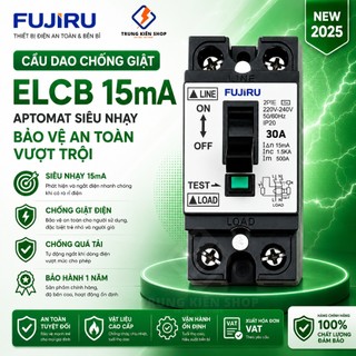 [Có VAT] Aptomat chống giật siêu nhạy FUJIRU 15mA - CB chống giật cóc đen - new 100% - BH 1 năm - Cầu dao chống giật tốt