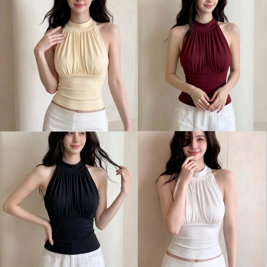 Áo yếm nữ LENOGI nhún ngực 2 lớp, áo thun nữ ôm body đi biển đi chơi, mềm mại…