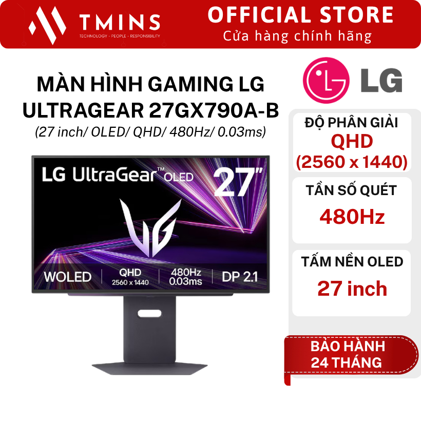 Màn Hình Gaming LG UltraGear 27GX790A-B (27 inch/ OLED/ QHD/ 480Hz/ 0.03ms) - Hàng chính hãng