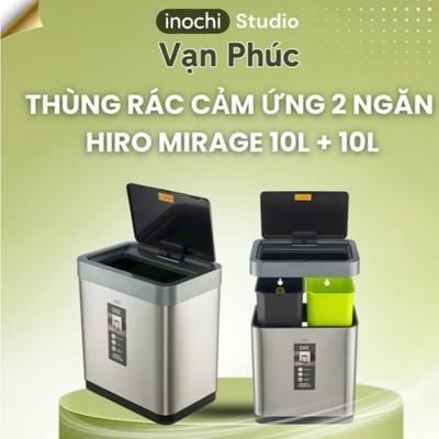 Thùng rác cảm ứng Hiro Mirage 10L+10L