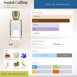 Nước hoa Dailysent| Nước Hoa Unisex Ex Nihilo Santal Calling 100ml EDP| Nước hoa mùi gỗ| Nước hoa Niche HOT ITEM