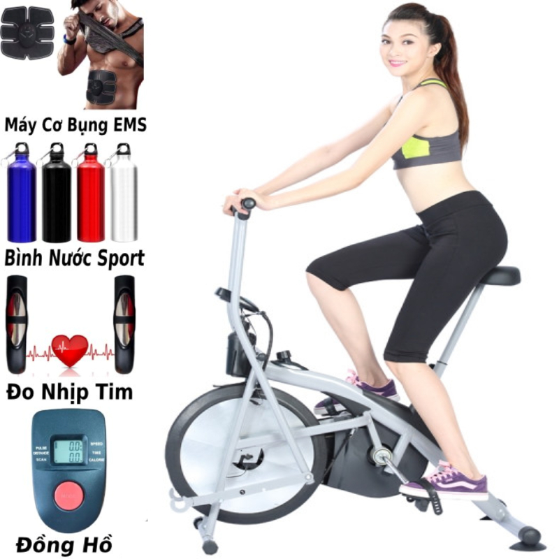 Xe đạp tập thể dục tập gym tại nhà Queen Sport x9 Tặng trụ đấm bốc má phanh đo nhịp tim đồng hồ