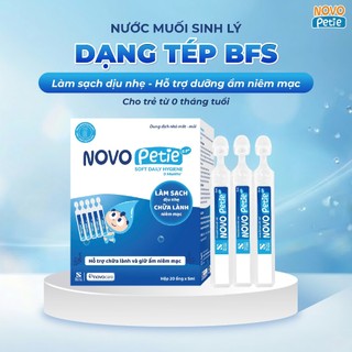 Nước muối sinh lý Drops Family Novopetie 0,9% dạng tép - làm sạch dịu nhẹ, hỗ trợ chữa lành niêm mạc mũi, hộp 30 ống