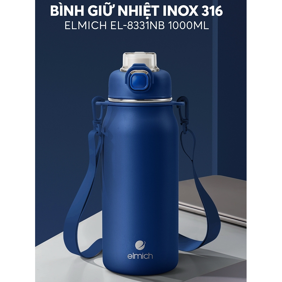Bình giữ nhiệt inox 316 Elmich EL8331 dung tích 1L, thích hợp cho bé mang đi học, dung tích lớn, dễ 