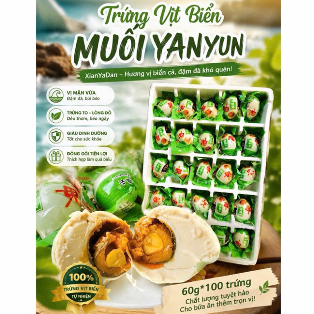 Combo 10 Quả Trứng Vịt Muối Biển Bắc Thảo Tươm Dầu Trung Hoa Ăn Liền