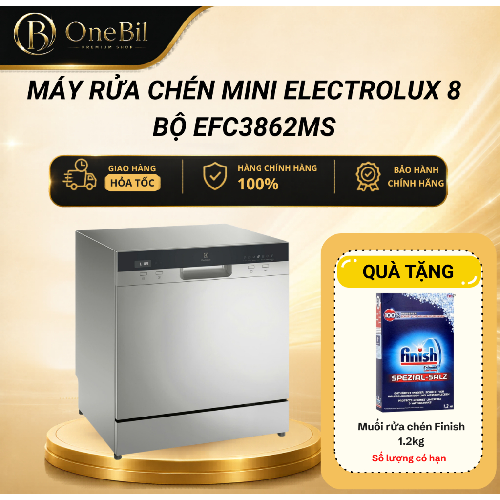 Máy Rửa Chén Mini Electrolux 8 bộ EFC3862MS - Bảo Hành 24 Tháng