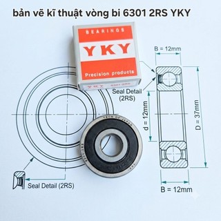 Hộp 10 cái bạc đạn 6301 2RS YKY ( cốt 12x37x12mm)