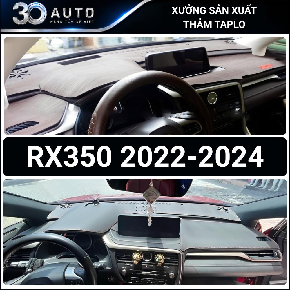 Thảm taplo LEXUS RX350 2022 - 2024 da carbon, da vân gỗ đen, nhung cừu cao cấp, chuẩn form
