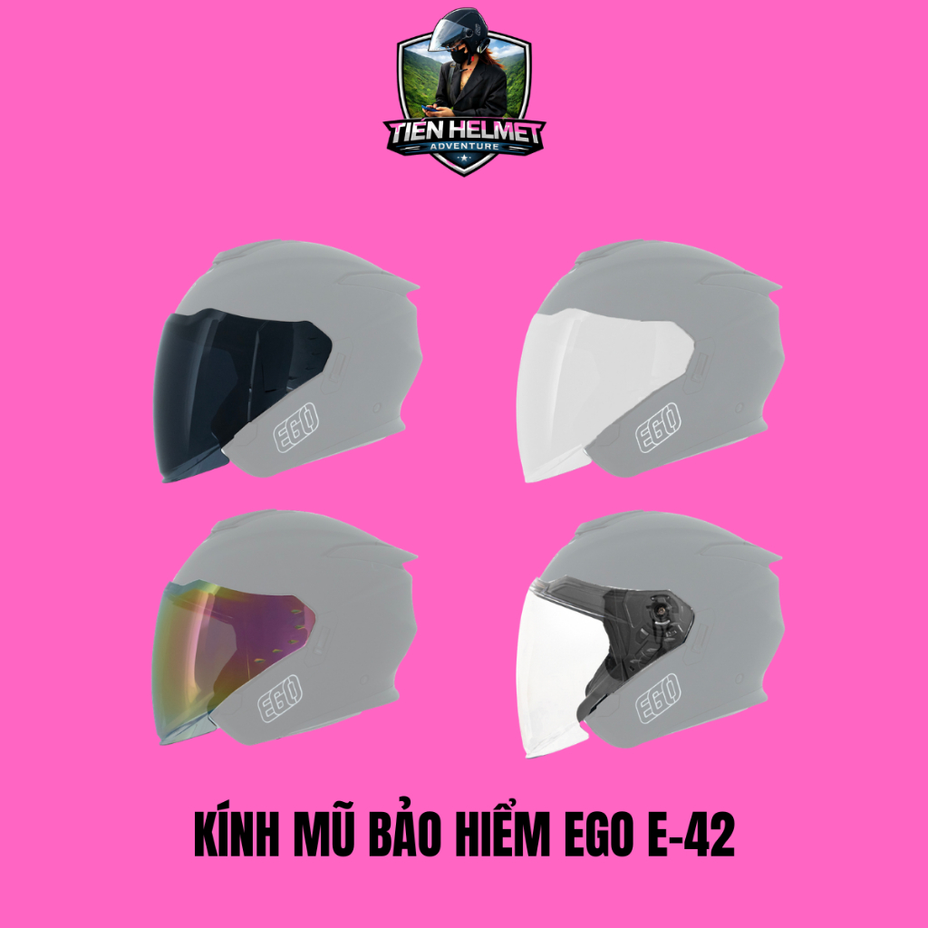 Kính chắn mũ bảo hiểm 3/4 EGO E-42 (EGO E42) - Tiên Helmets - Mũ bảo hiểm Vũng Tàu