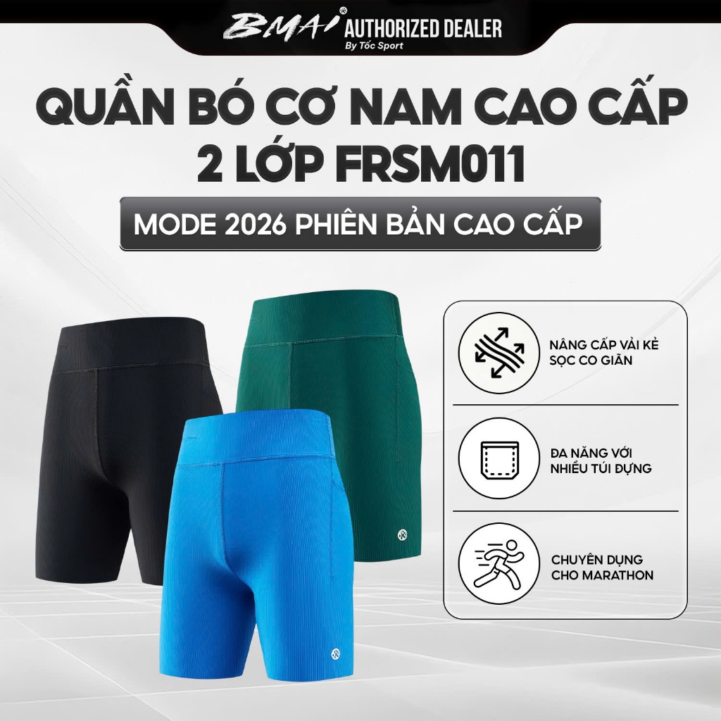 Quần Bmai | Quần Bmai Bó Đùi Chạy Bộ 2 Lớp FRSM011 | Quần Thể Thao Nam | Quần Tập Luyện Thể Thao Và 