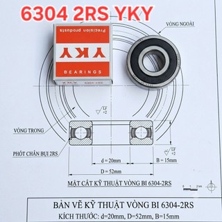 [ Combo] 10 bạc đạn 6304 2RS YKY ( sử dụng cốt 20x52x15mm)
