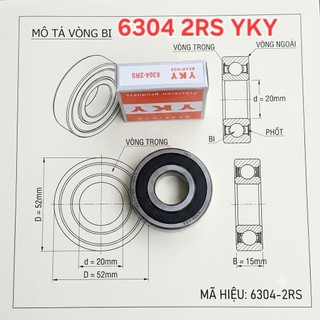 [ Combo] 10 bạc đạn 6304 2RS YKY ( sử dụng cốt 20x52x15mm)