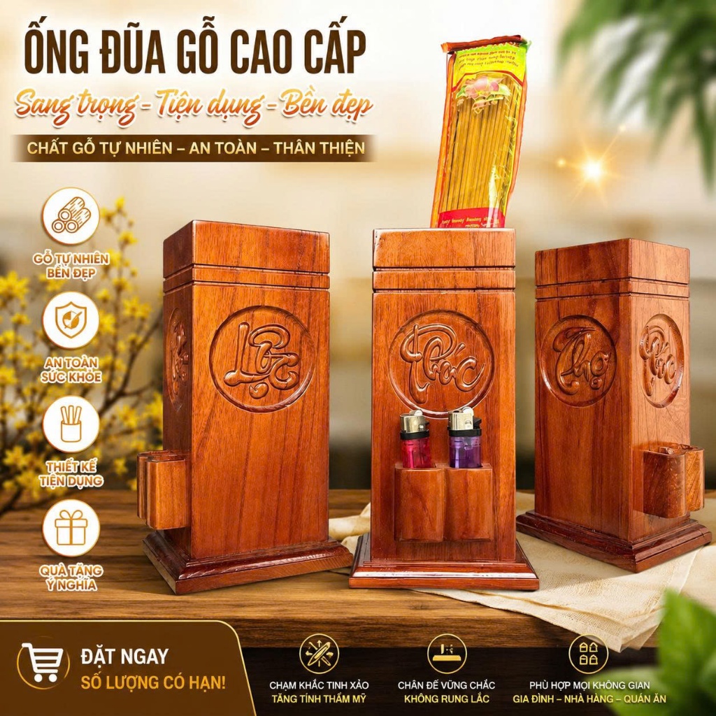 Ống đựng nhang gỗ, Hộp gỗ đựng nhang sang trọng