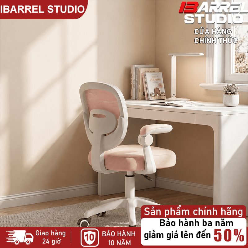 Ghế Ngồi Học Chống Gù Cho Bé Bảo Vệ Cột Sống Ghế Học Sinh Nâng Hạ Chiều Cao Xoay 360° Tay Vịn Gập Đệm Êm