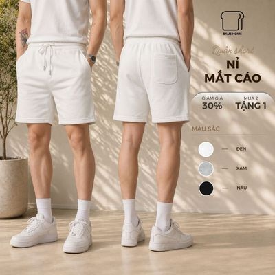 Quần Short Nỉ Cao Cấp Bami Home Phong Cách Unisex Có Lai Và Dây Rút Dễ Phối Đồ QN02