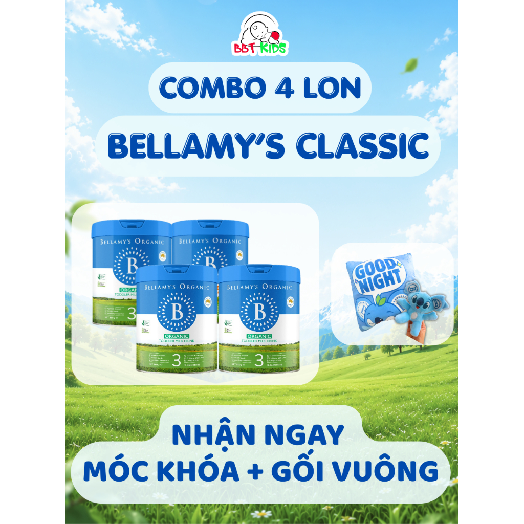 [COMBO 4 LON BELLAMY'S HMO - KÈM QUÀ] - Sữa công thức hữu cơ Bellamy's Organic 8HMO Classic kèm quà